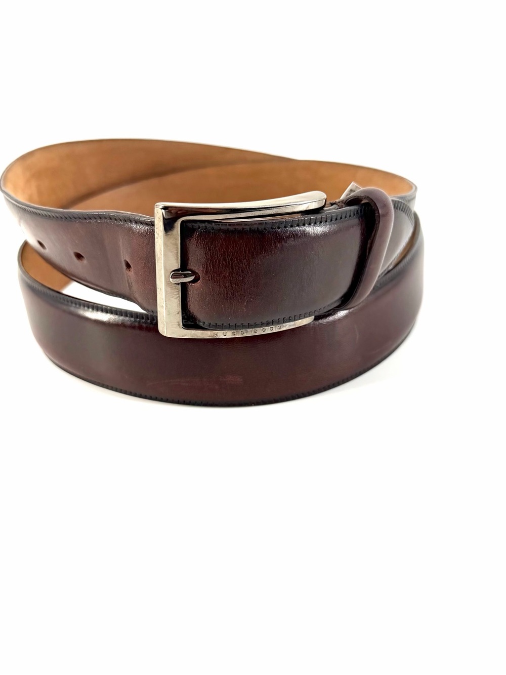 Hugo Boss LAVIOR Dark Brown Italian Leather Belt 105/40 Dark Brown Silver Buckle